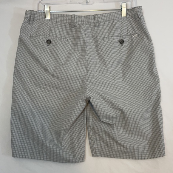 Michael Kors Mens Shorts, Cotton, Grey & White Micro Plaid, Waist 33 - Picture 5 of 9